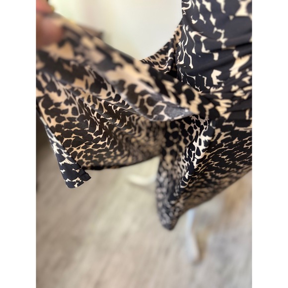 Vintage LAUREN Ralph Lauren Dress SZ 10  Animal Print Sleeveless Ruched - Picture 9 of 11